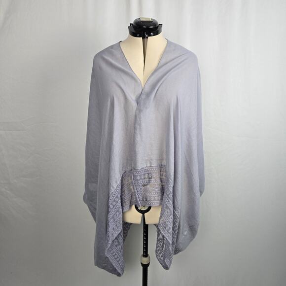Plus Size Shawl Wrap Lavender Women's OSFM Lace Hem V-Neck Sleeves Oversized - Picture 1 of 7